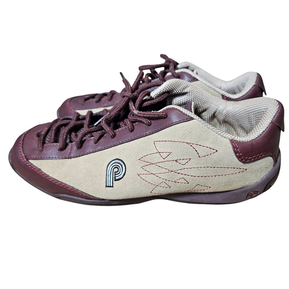 Piloti Thirty Two Mens Driving Shoes Burgundy Tan Leather Suede Sneakers 9.5